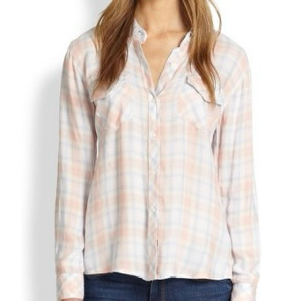 Rails Plaid Button-Down Shirt in Soft Pink and Light Blue